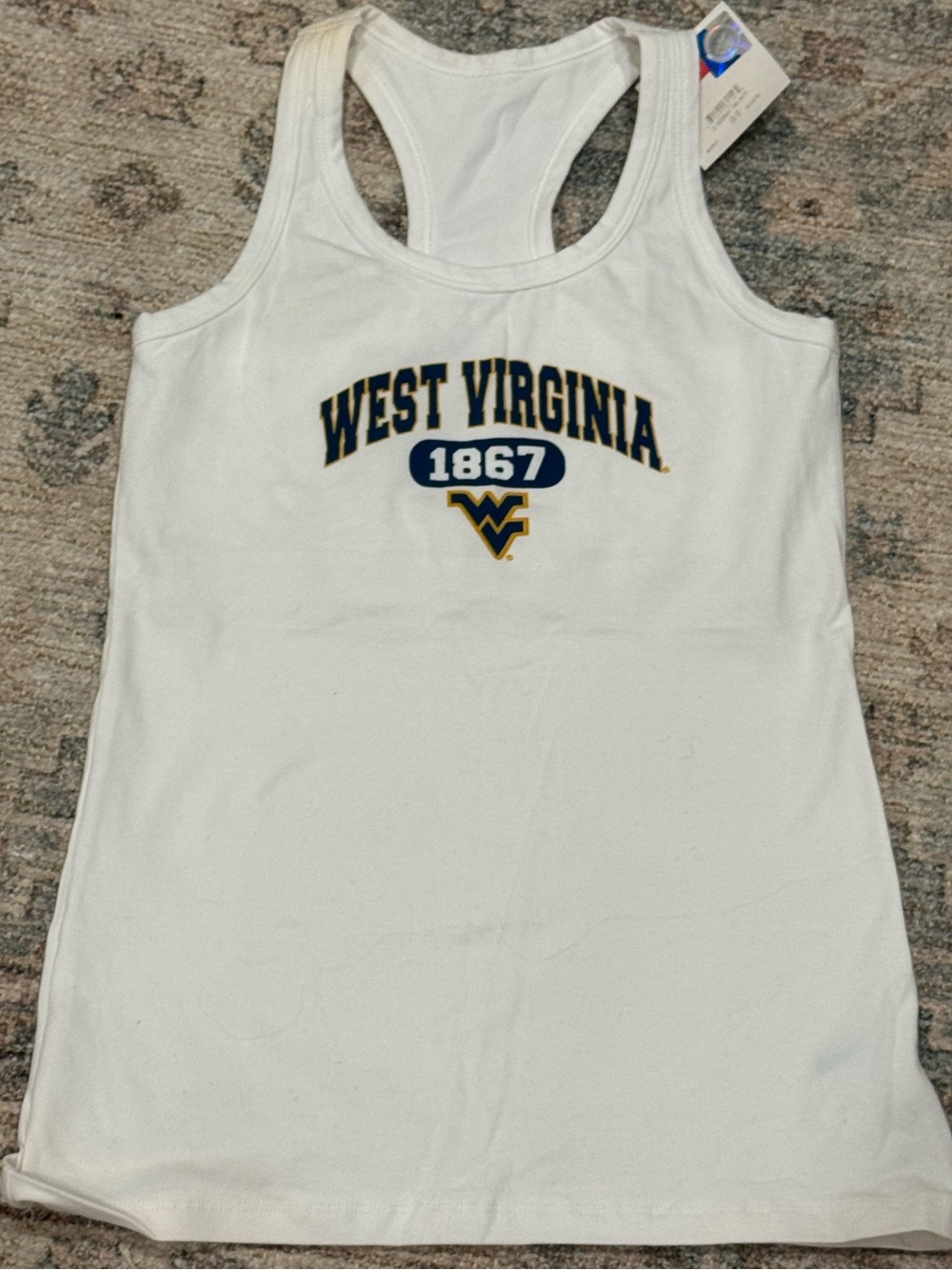 West Virginia 1867 White Racerback BRA Tank Top U-trau Collegate licensed NWT L